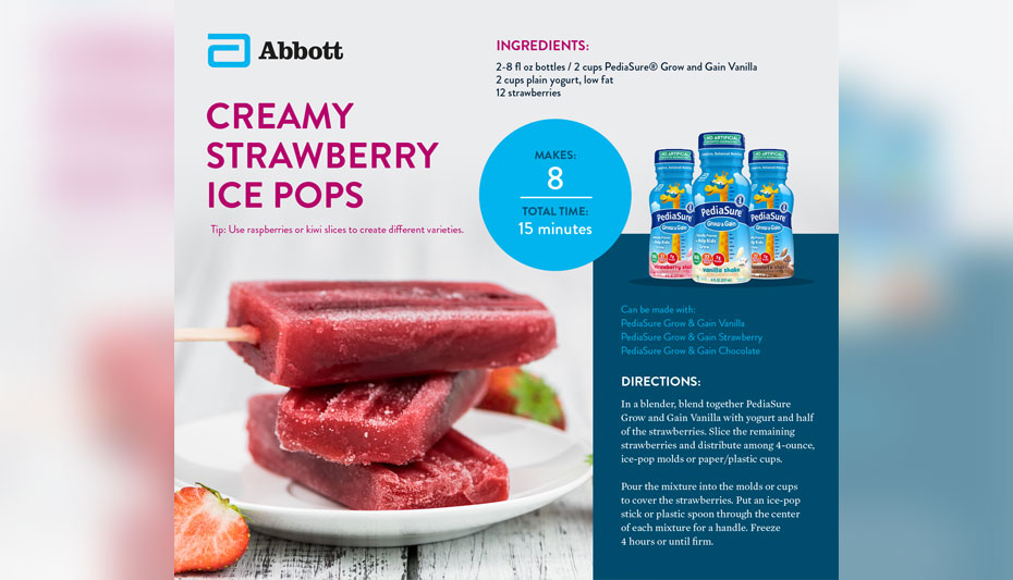 Strawberry freeze pop with PediaSure recipe
