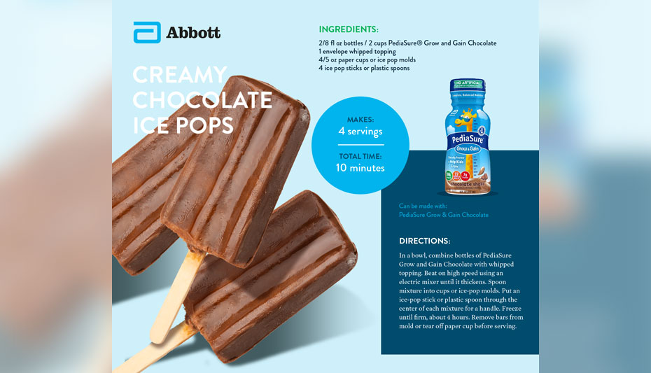 Chocolate freeze pop with PediaSure recipe